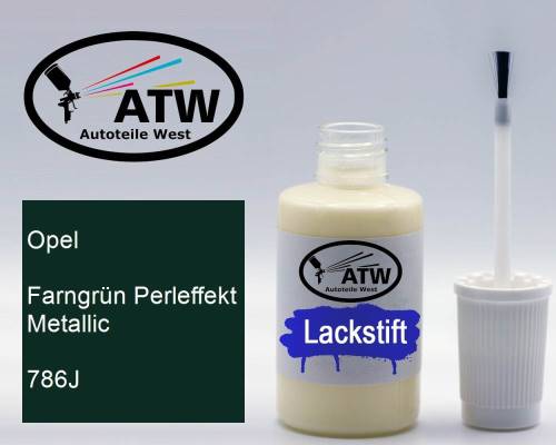 Opel, Farngrün Perleffekt Metallic, 786J: 20ml Lackstift, von ATW Autoteile West.